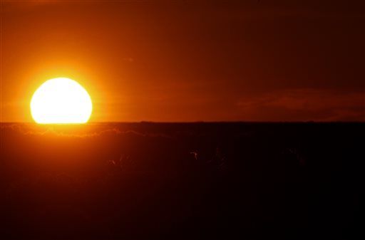 Sun rises over the prairie